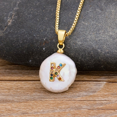 Initial Pearl Pendant Necklace
