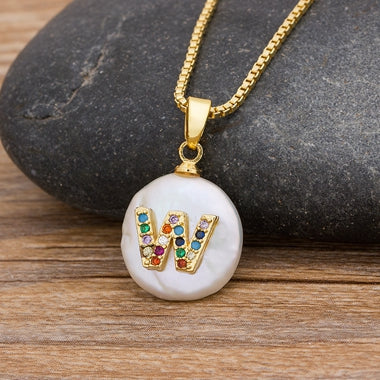 Initial Pearl Pendant Necklace