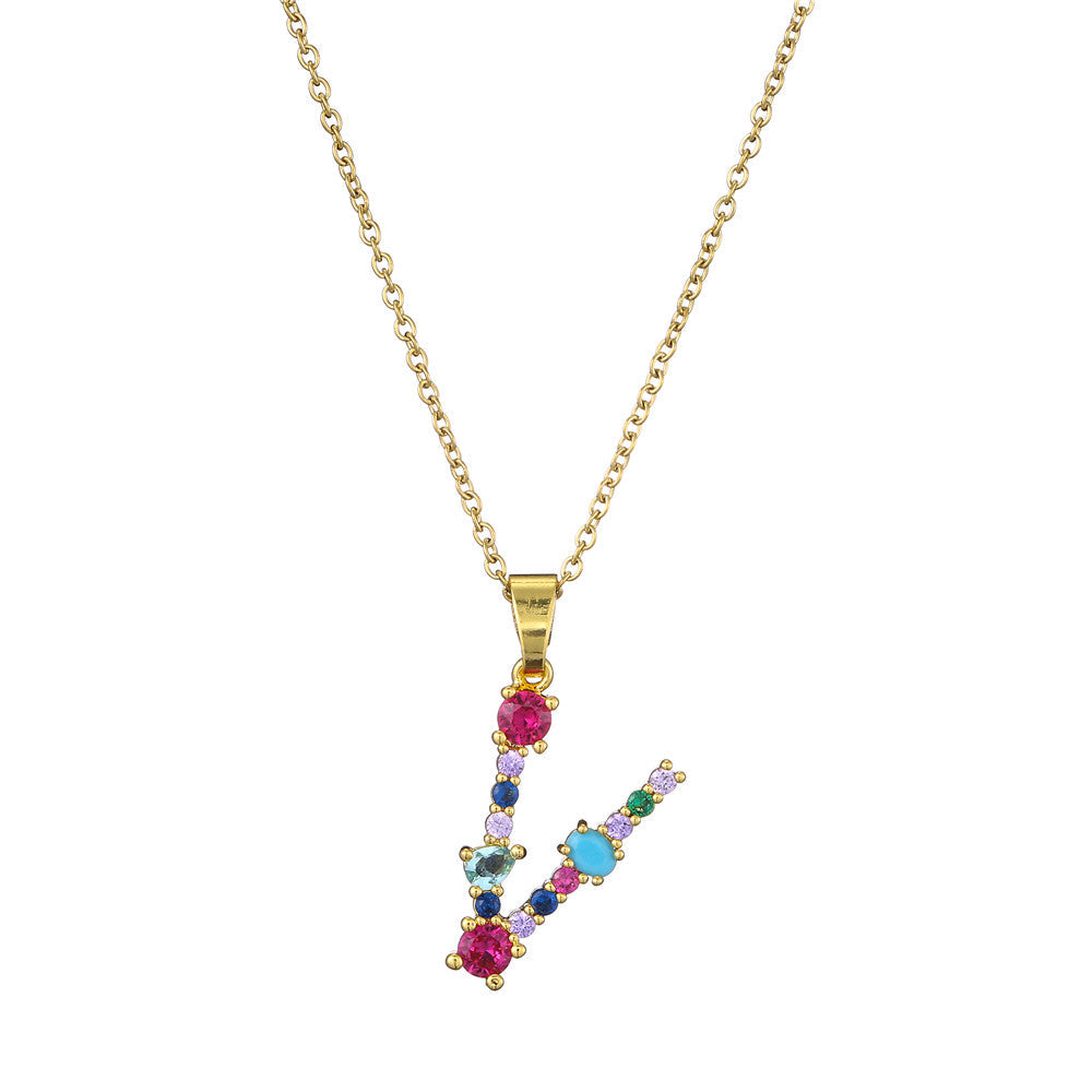 Gold Crystal Initial Pendant Necklace