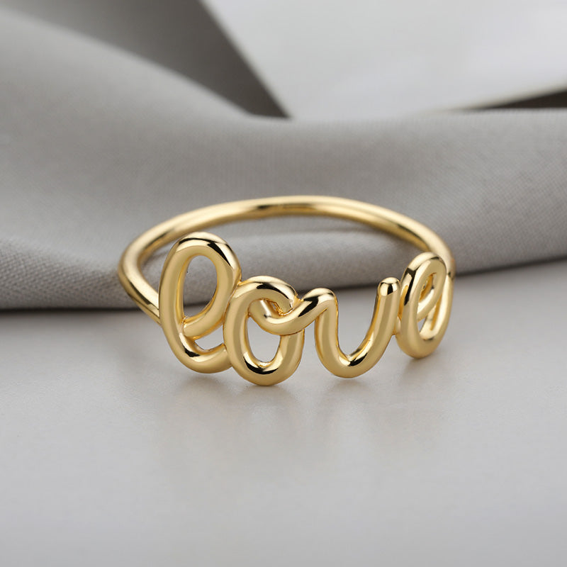 Geometric LOVE Letter Ring