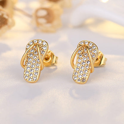 Crystal Flip Flop Stud Earrings