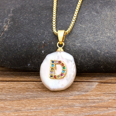 Initial Pearl Pendant Necklace