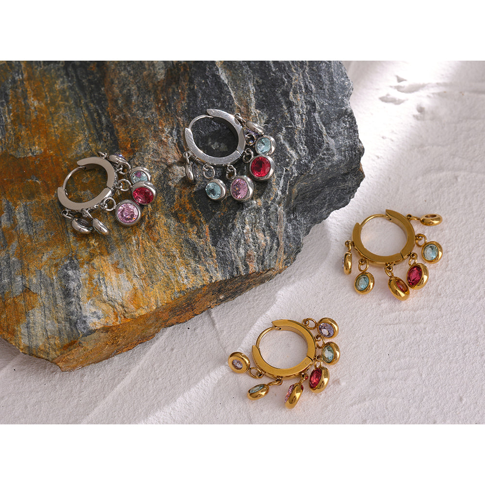 Crystal Dangle Hoop Earrings