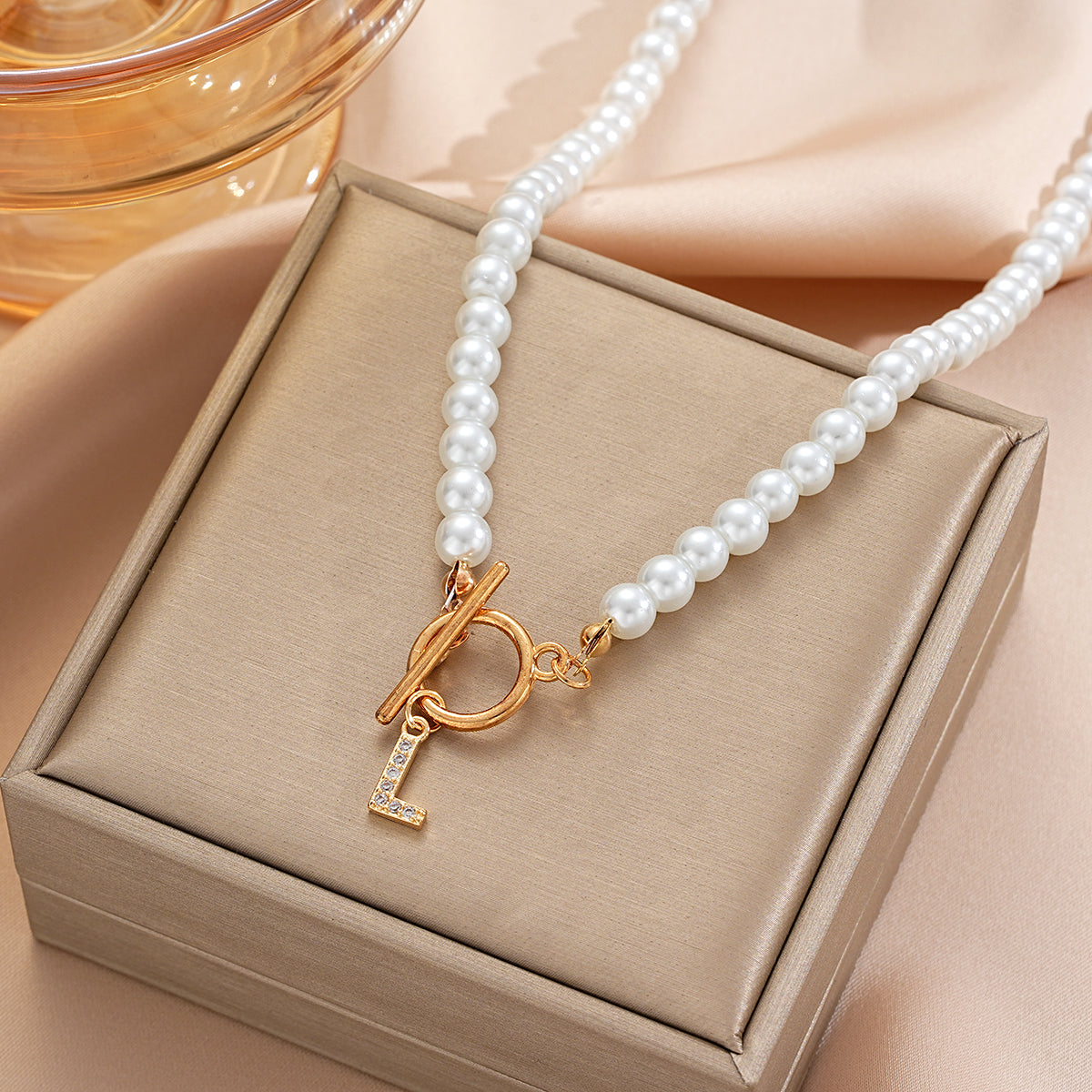 Pearl Beaded Alphabet Keychain