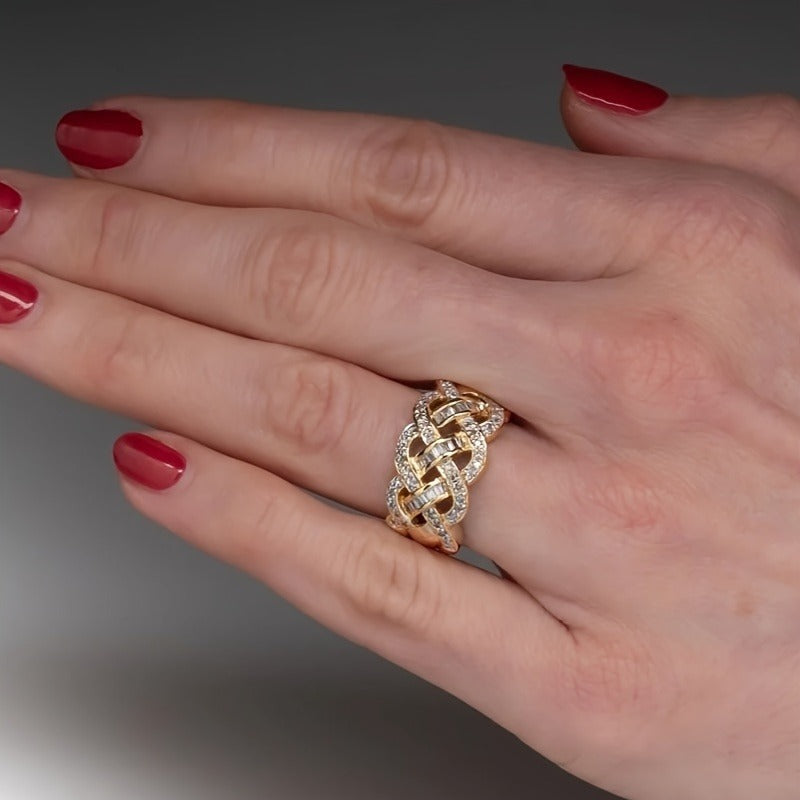 Braided Crystal Band Ring