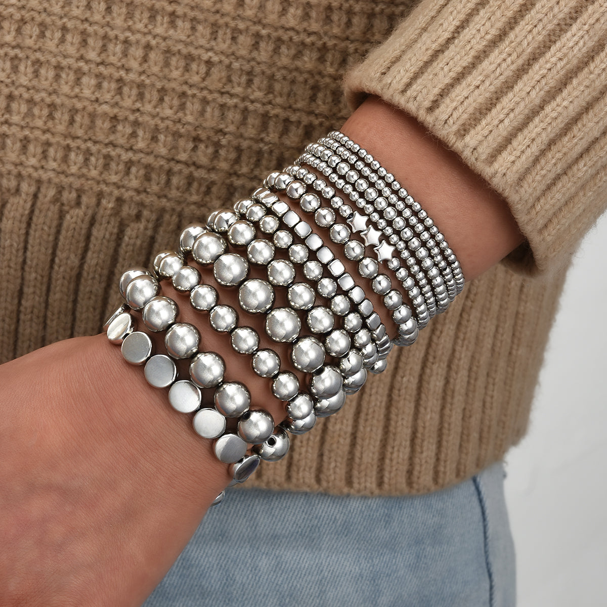 13pc Boho Vintage CCB Beaded Bracelet Set