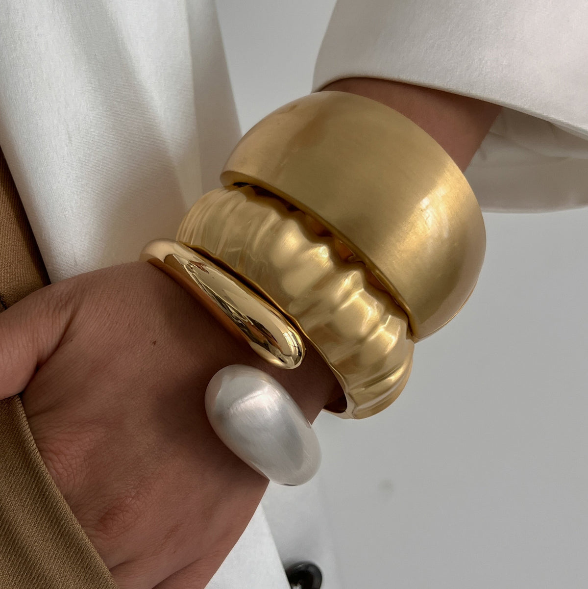 Chunky Matte Metal Open Bangle