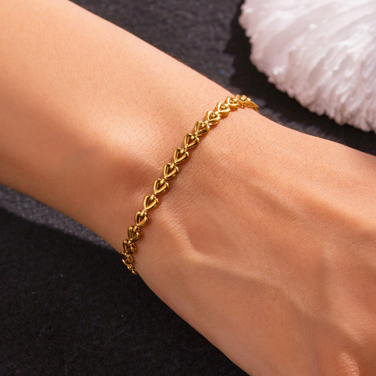 Gold Heart Link Bracelet