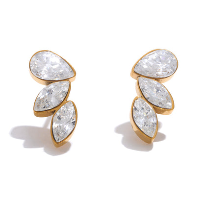 Teardrop Leaf Climber Earrings