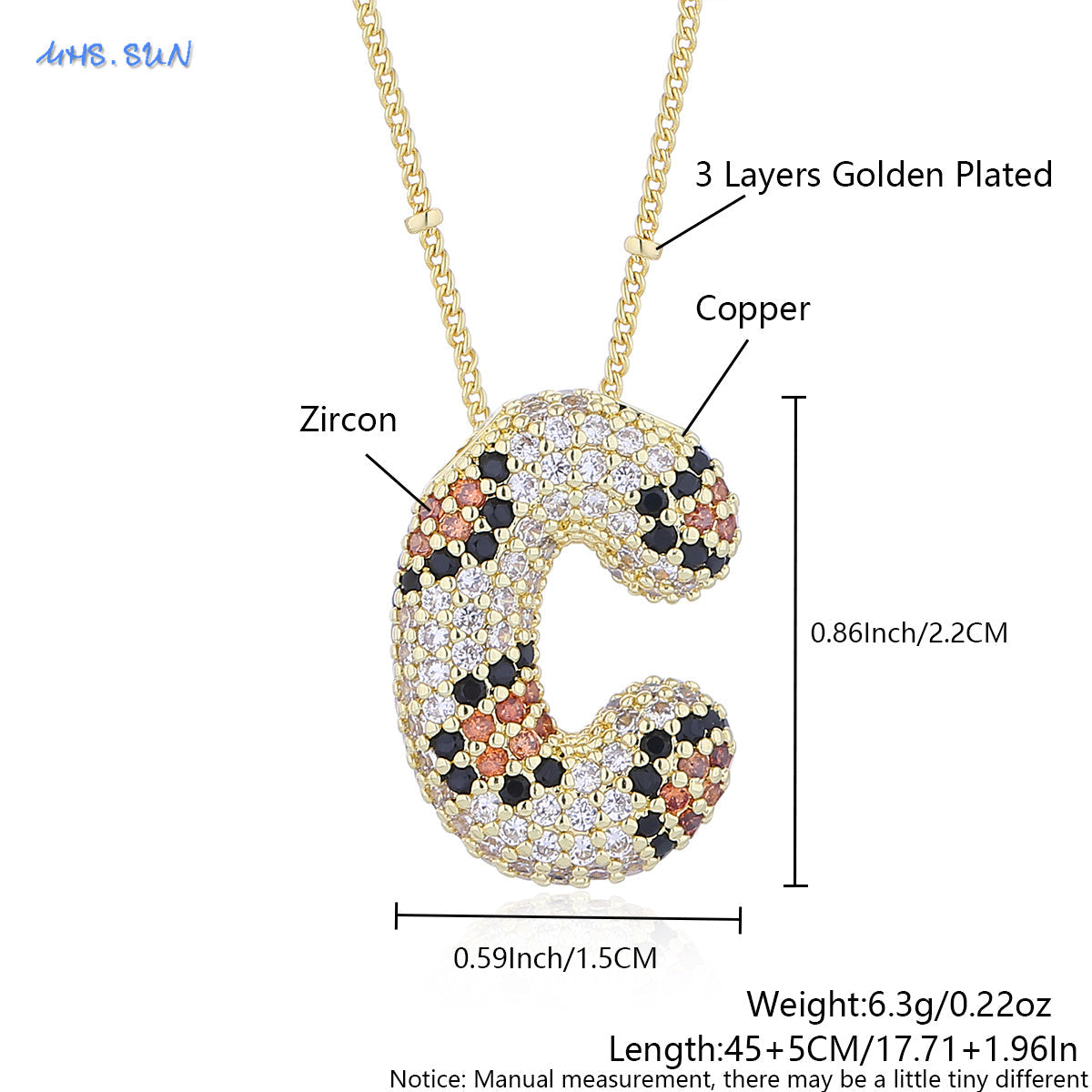 Leopard Print Bling Initial Pendant Necklace