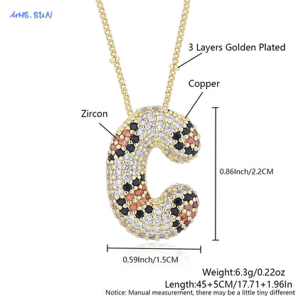 Leopard Print Bling Initial Pendant Necklace