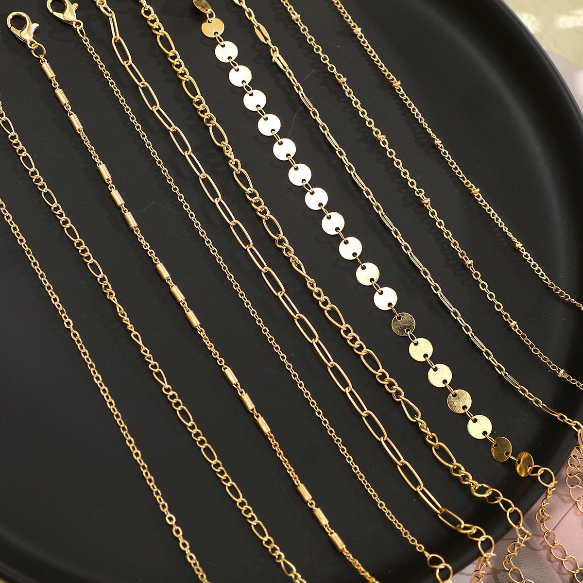 10pc Dainty Gold Chain Bracelet Set