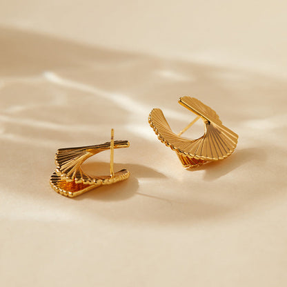 Folded Spiral Stud Earrings