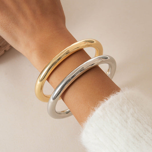 Gold & Silver Geometric Cuff Bracelet Set