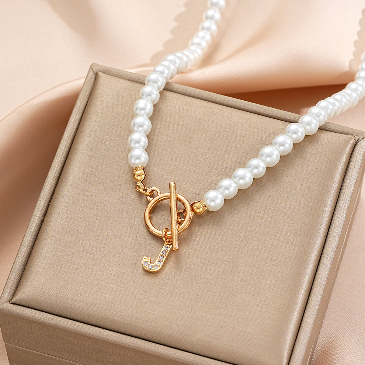Pearl Beaded Alphabet Keychain