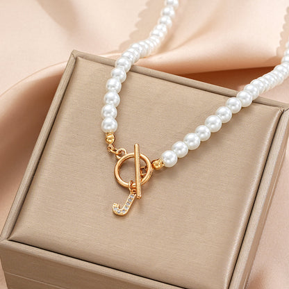 Pearl Beaded Alphabet Keychain