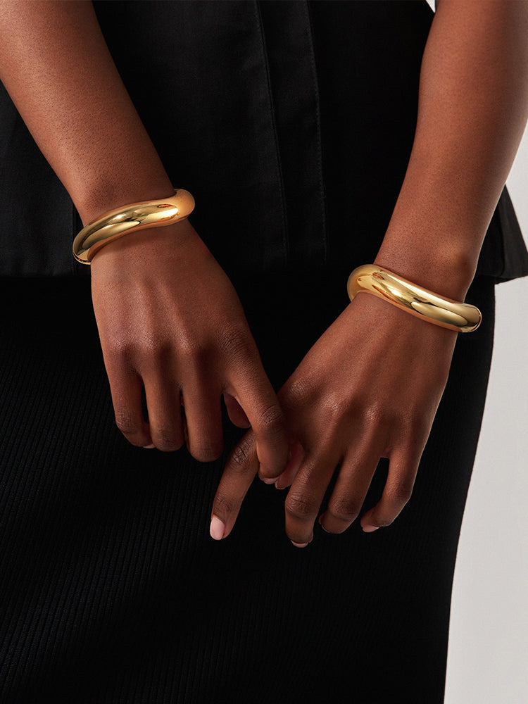 2pc Bold Sculpted Cuff Bracelet Set