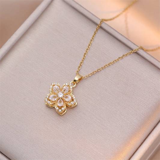 Elegant Rotatable Flower Necklace