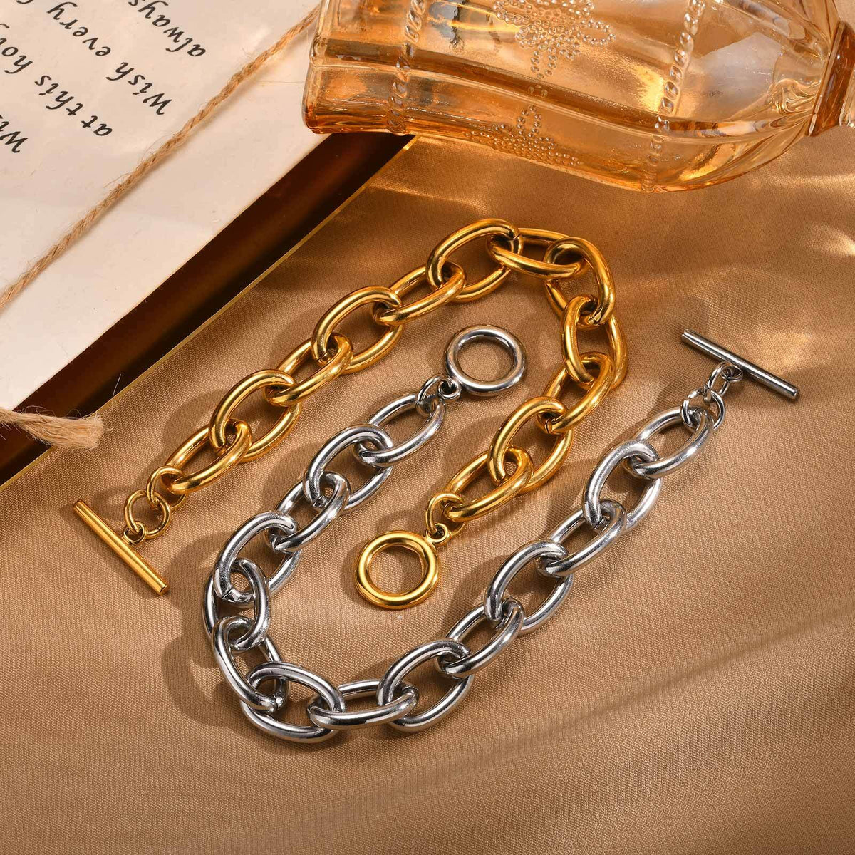 Chunky Gold Toggle Clasp Bracelet