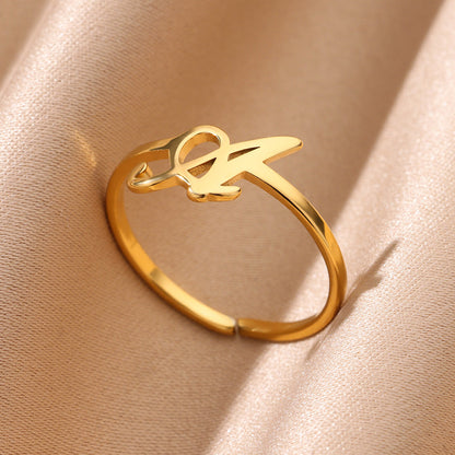 Gold Initial Letter Ring