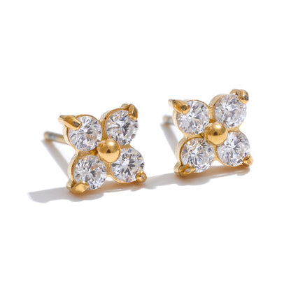 Mini Crystal Flower Stud Earrings