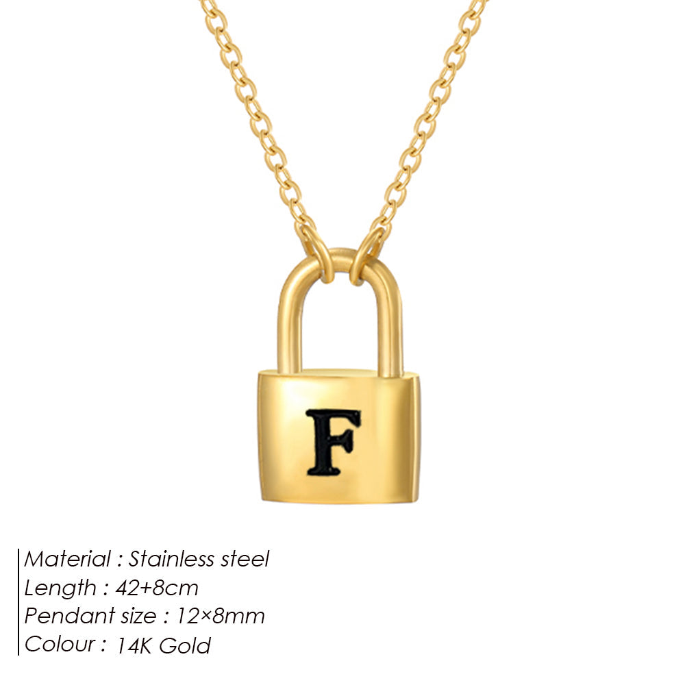 Initial Padlock Pendant Necklace