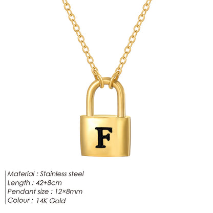 Initial Padlock Pendant Necklace