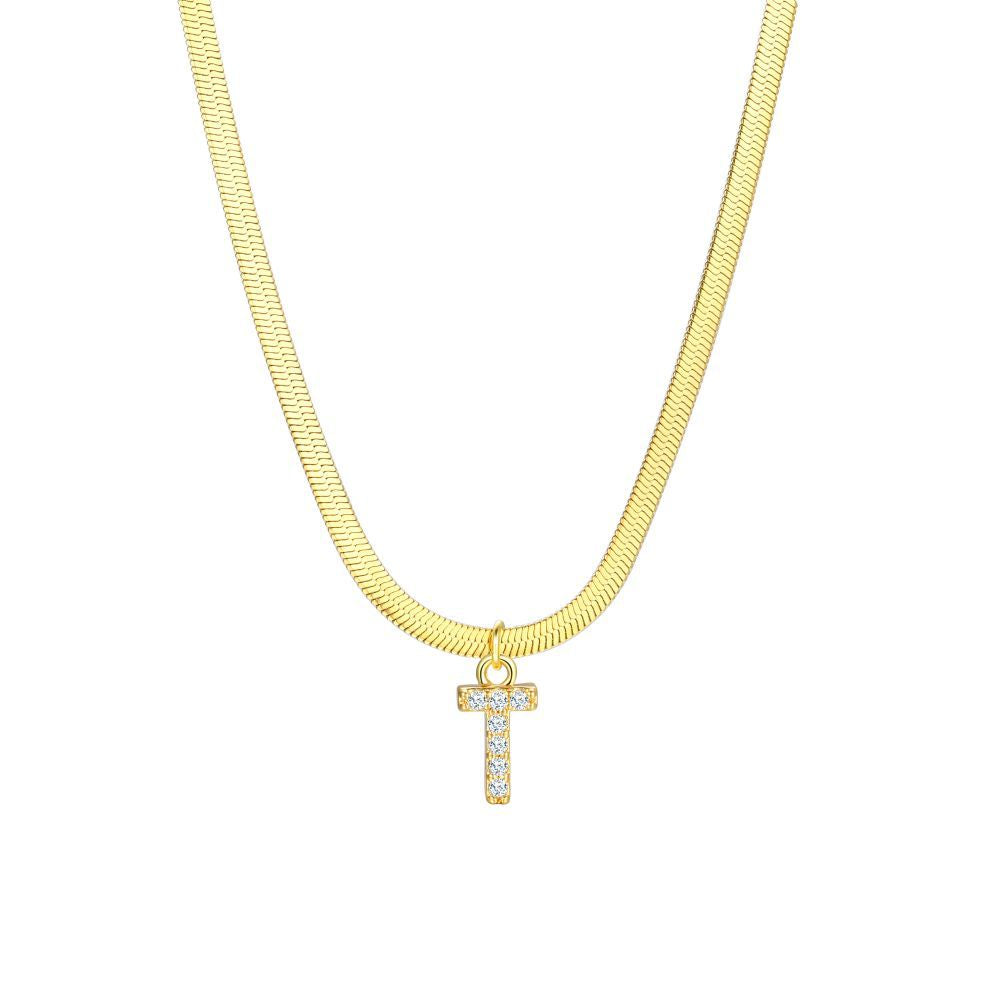 Gold Snake Chain Initial Necklace