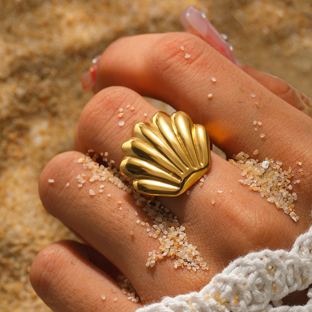 Bold Shell Statement Ring