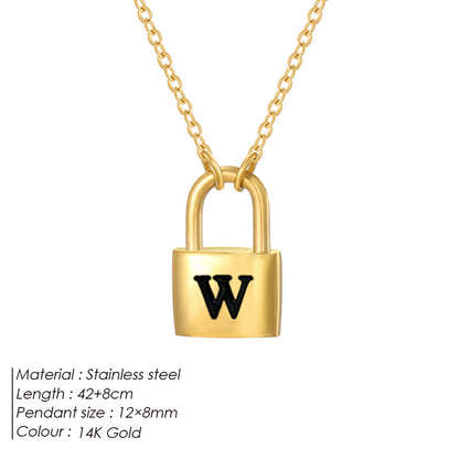Initial Padlock Pendant Necklace
