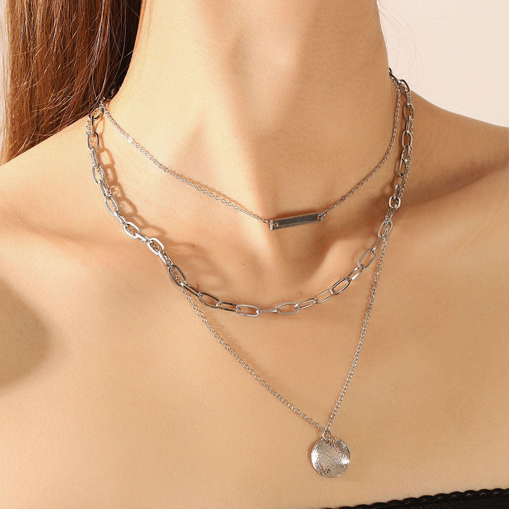 3pc Layered Chain Pendant Necklace Set