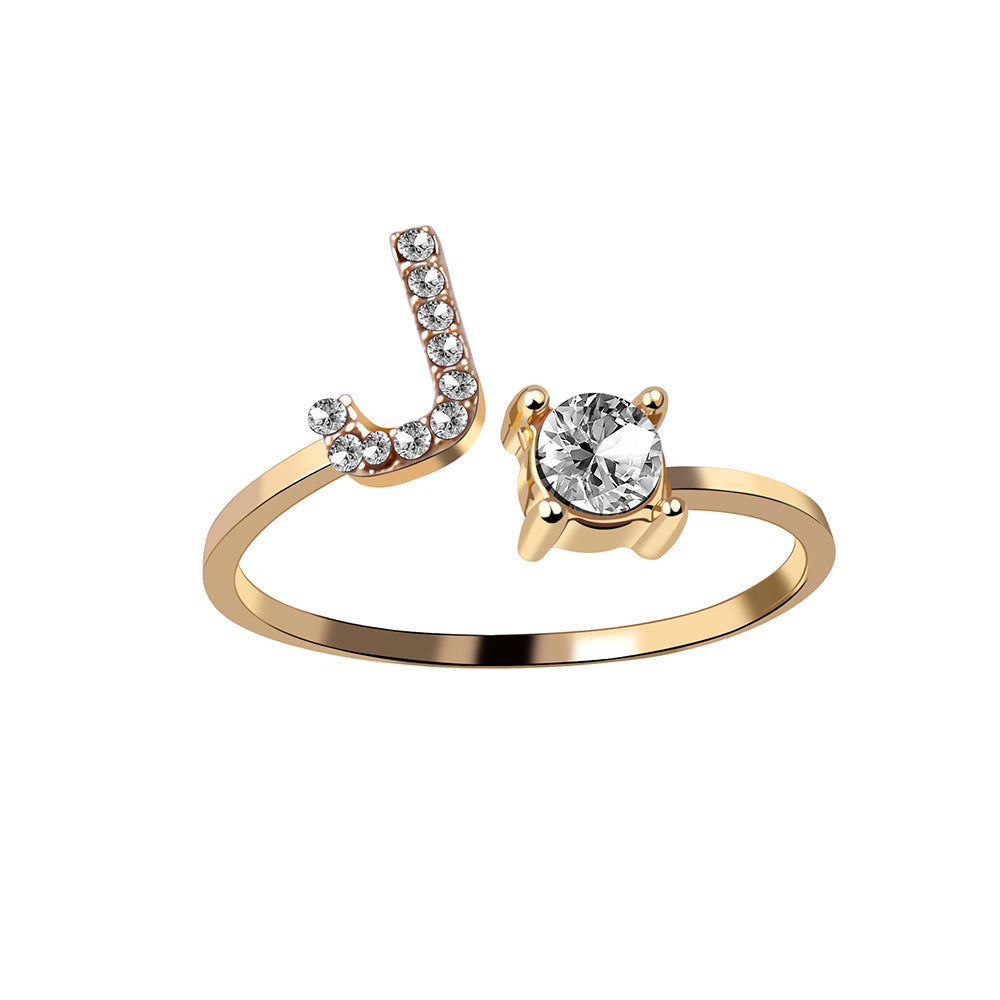 Crystal Initial Open Ring