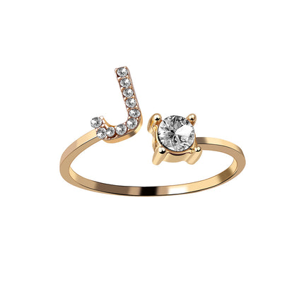 Crystal Initial Open Ring