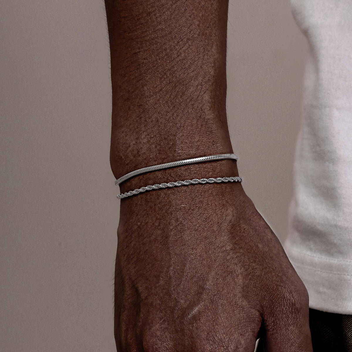 2pc Textured Chain Bracelet Set
