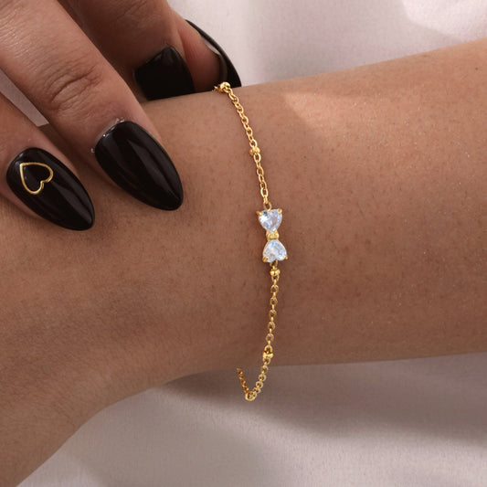 Bow Crystal Charm Bracelet