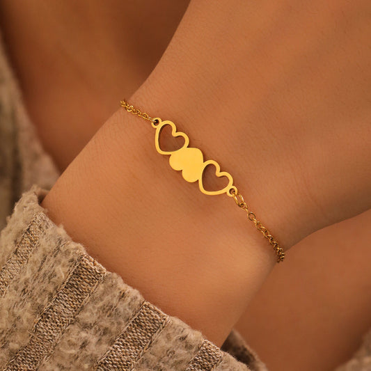 Triple Heart Link Bracelet