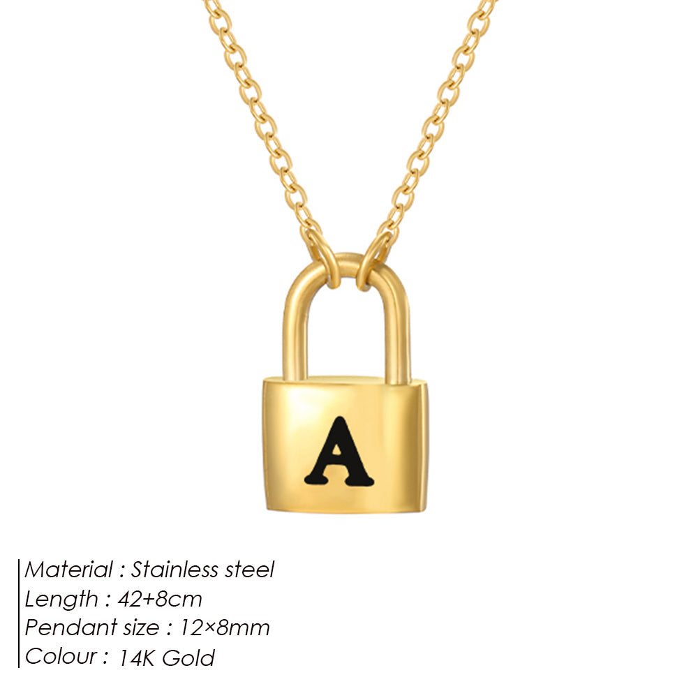 Initial Padlock Pendant Necklace