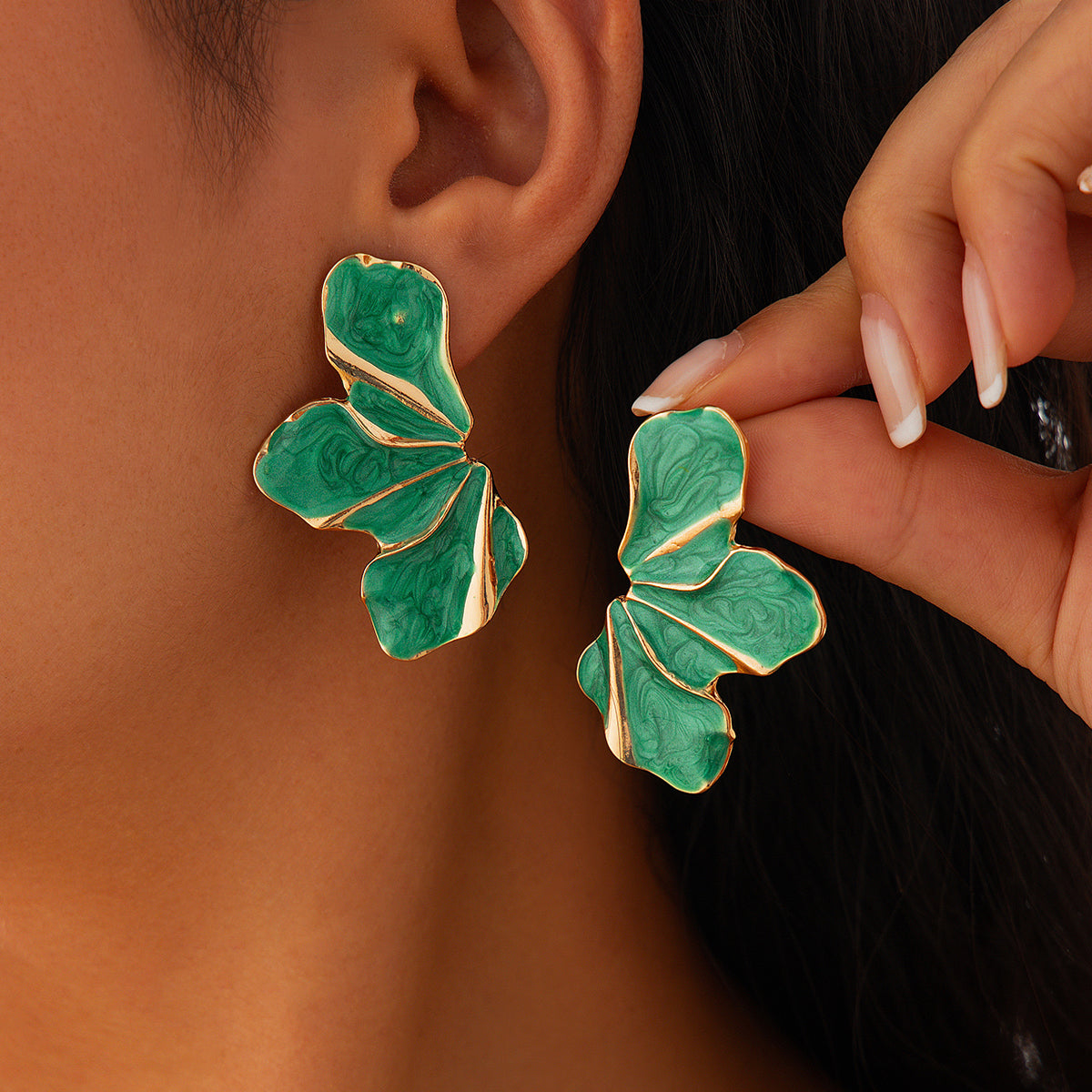 White Abstract Petal Statement Earrings