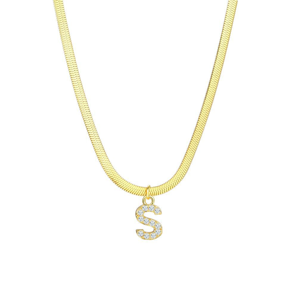 Gold Snake Chain Initial Necklace