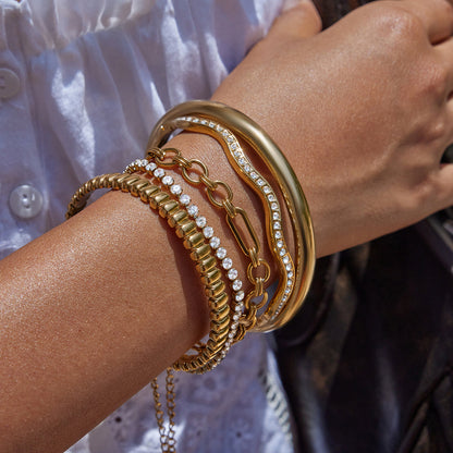 5pc Gold & Crystal Accent Bracelet Stack