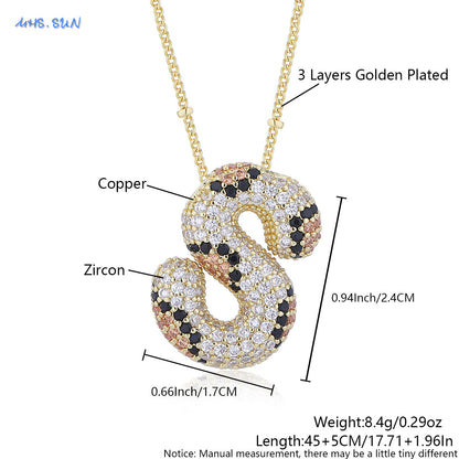 Leopard Print Bling Initial Pendant Necklace
