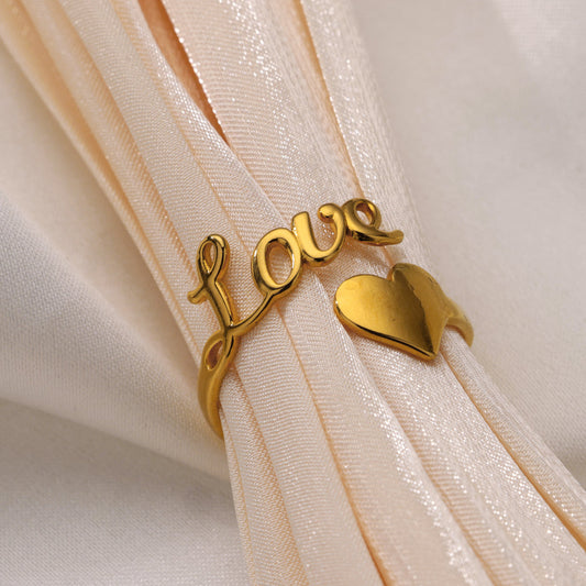 Open Heart Stainless Steel Ring