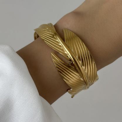 Gold Leaf Wrap Cuff Bracelet