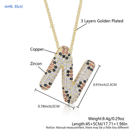 Leopard Print Bling Initial Pendant Necklace