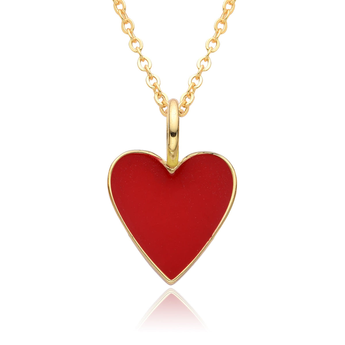 Gold Enamel Heart Pendant Necklace