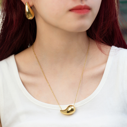 Gold-Tone Abstract Teardrop Necklace & Earring Set
