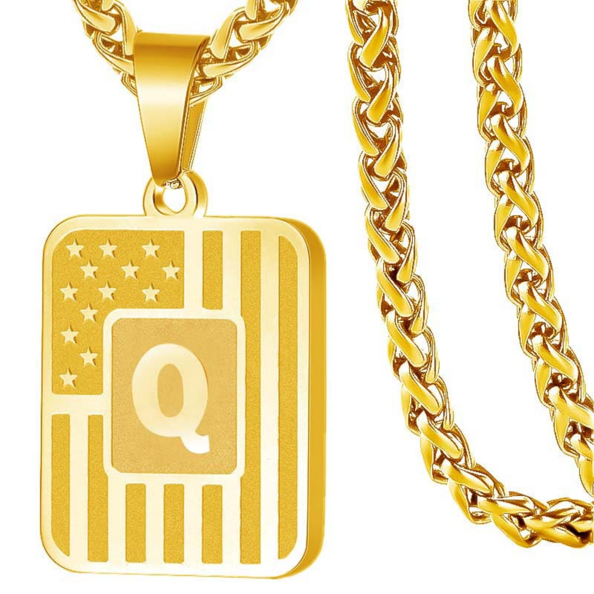 Initial Block Pendant Necklace