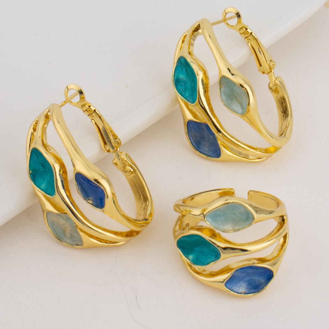 Colorful Earrings & Ring Set for Women