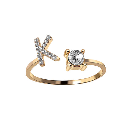 Crystal Initial Open Ring