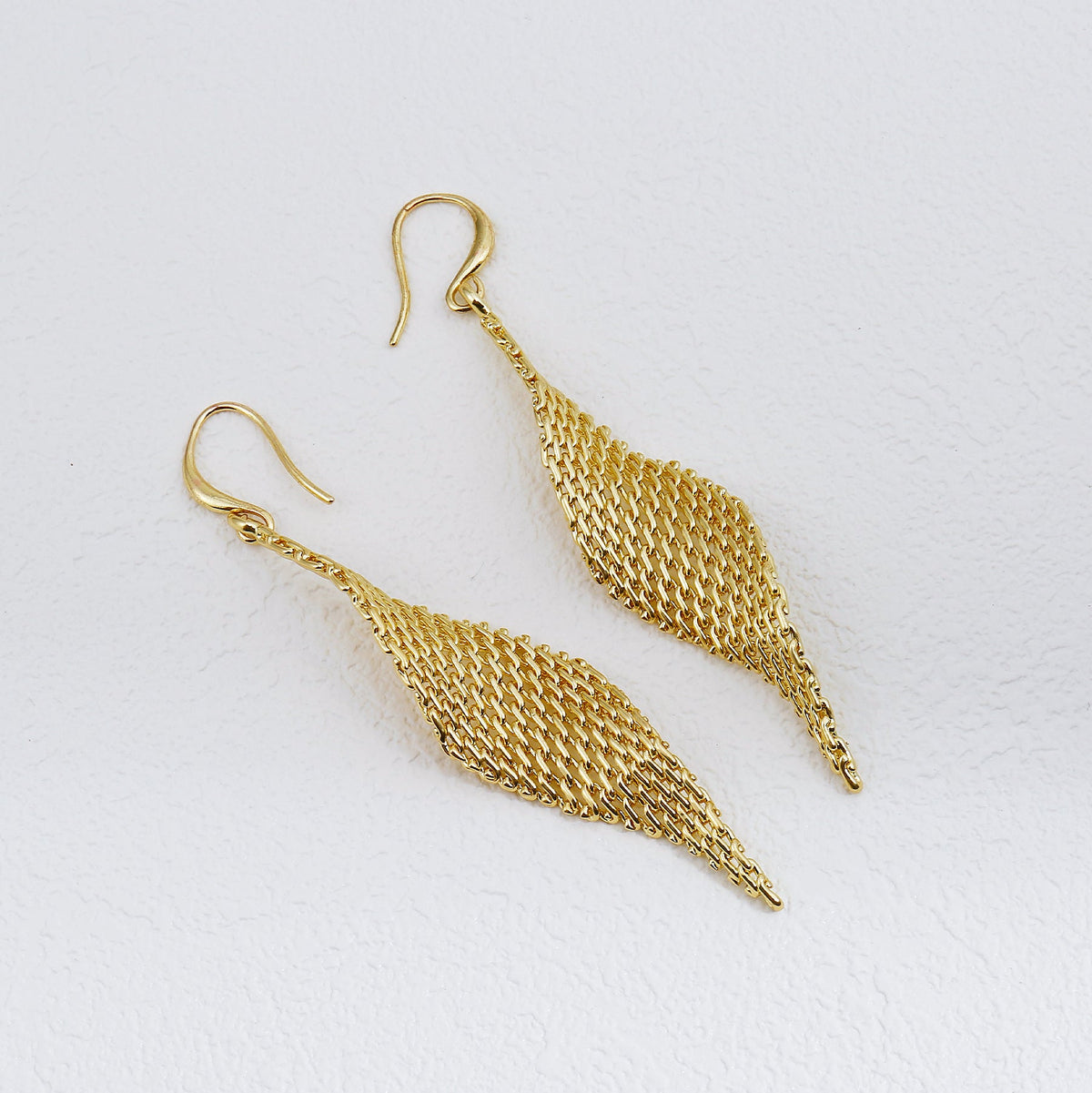 Gold Mesh Drape Hook Earrings